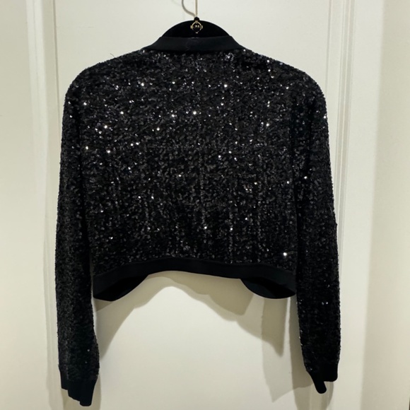 St. John Silk Sequin Bolero Sweater Jacket, Sz P - Picture 7 of 8